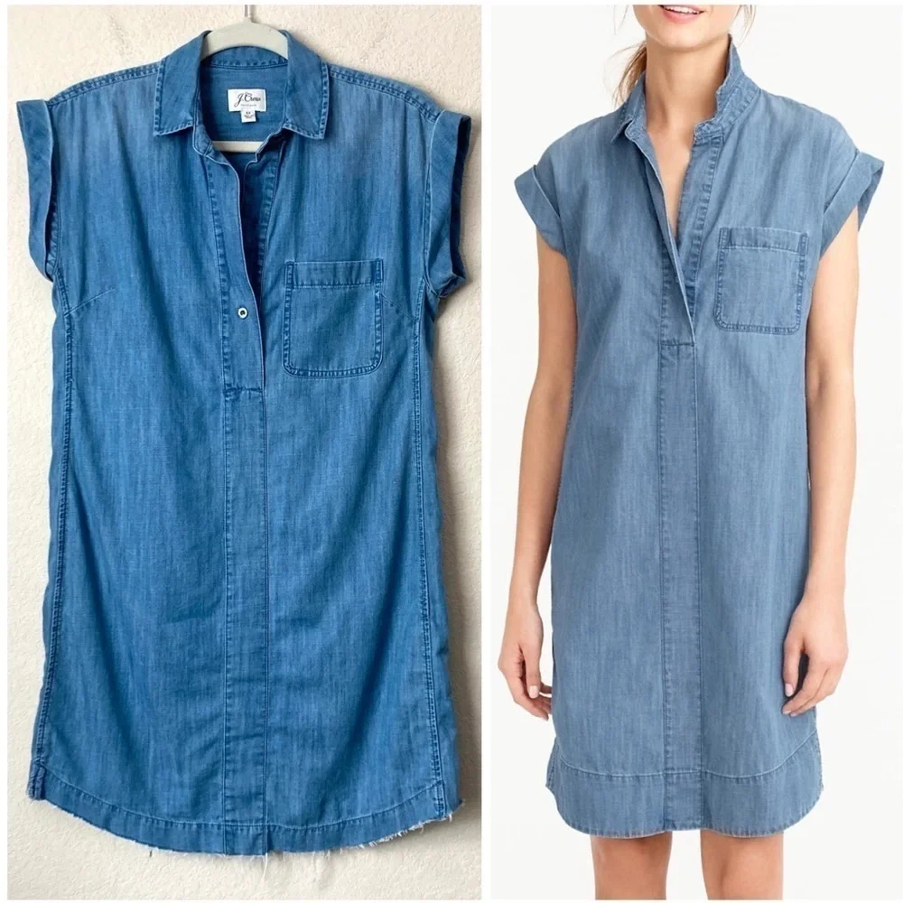 J.Crew Essential Summer Boho Chambray Tunic Dress